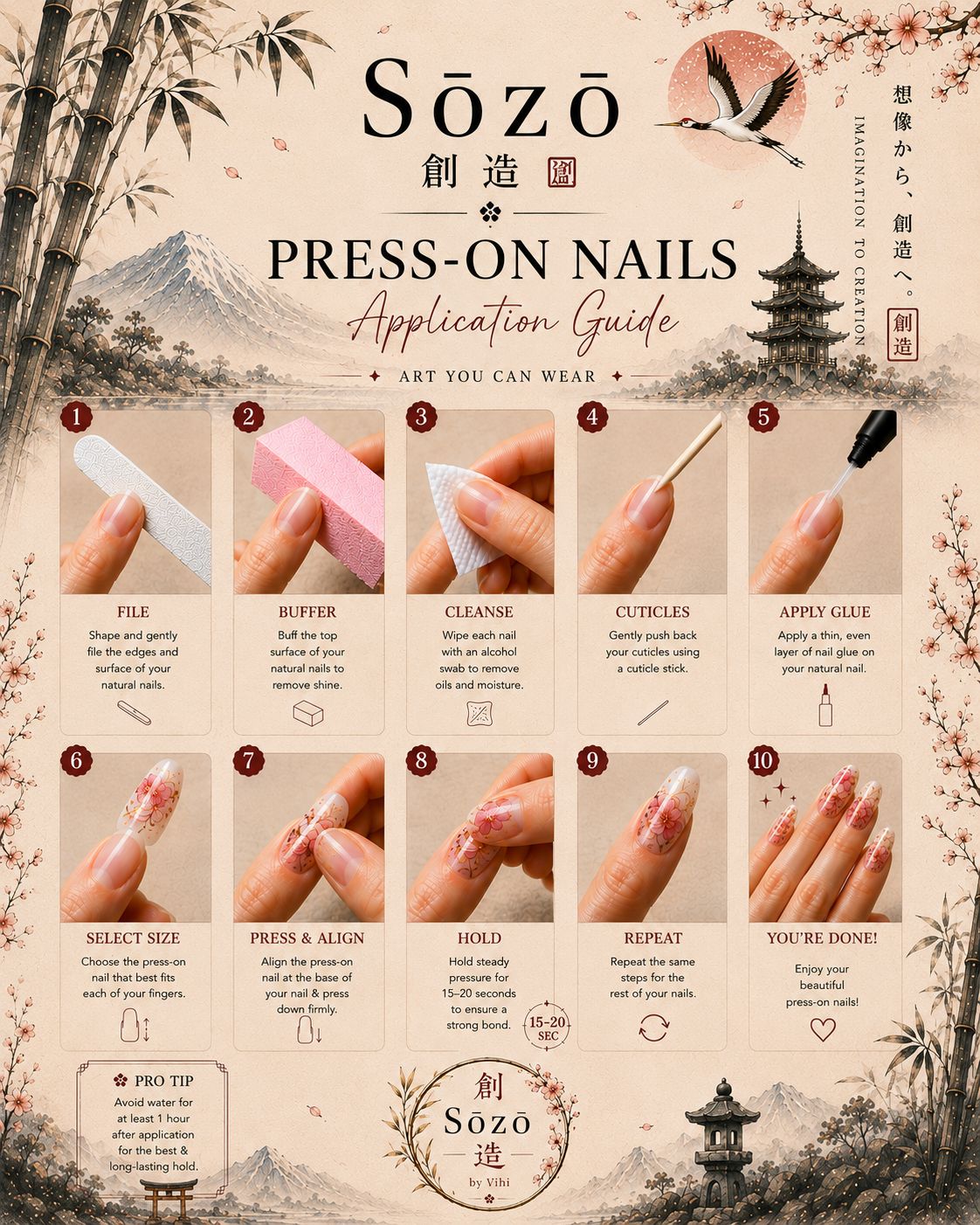 Sōzō press-on nails application guide